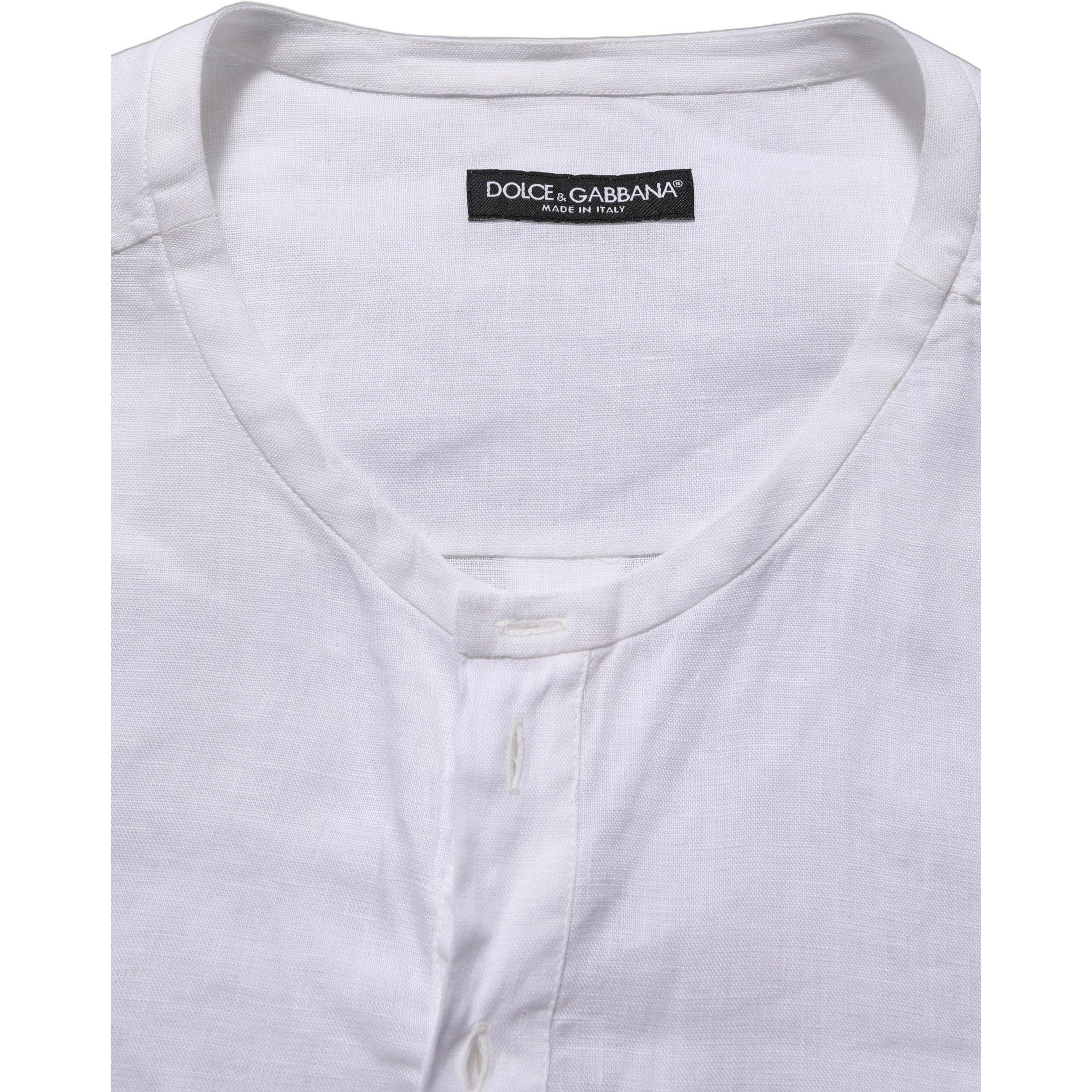 White Linen Logo Long Sleeves Casual Shirt