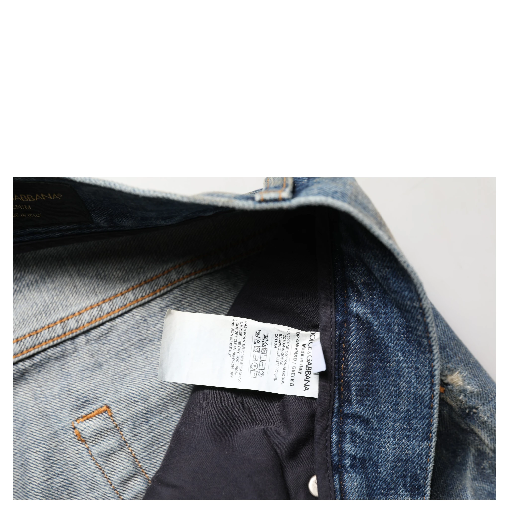 Blue Cotton Distressed Straight Denim Jeans