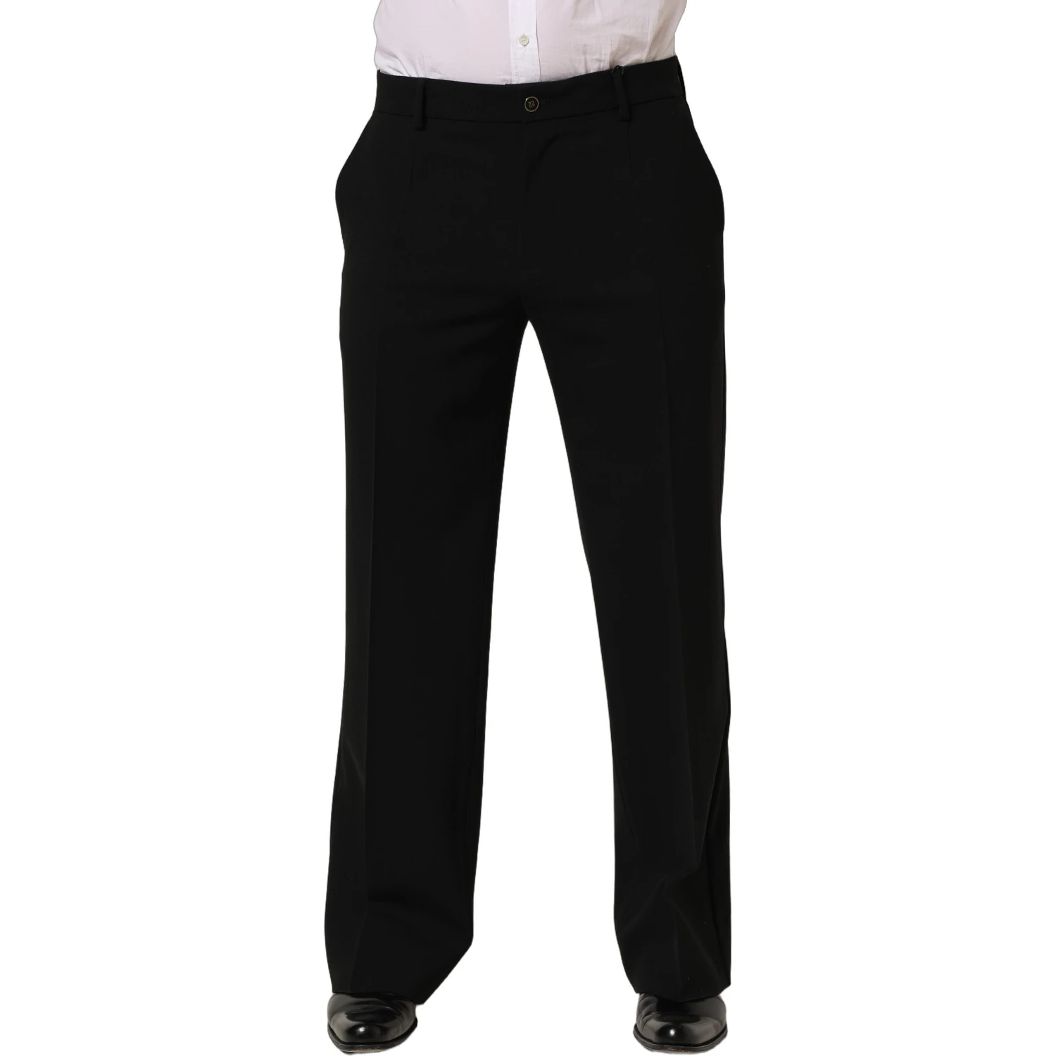 Black Wool Straight Men Dress Trouser Pants