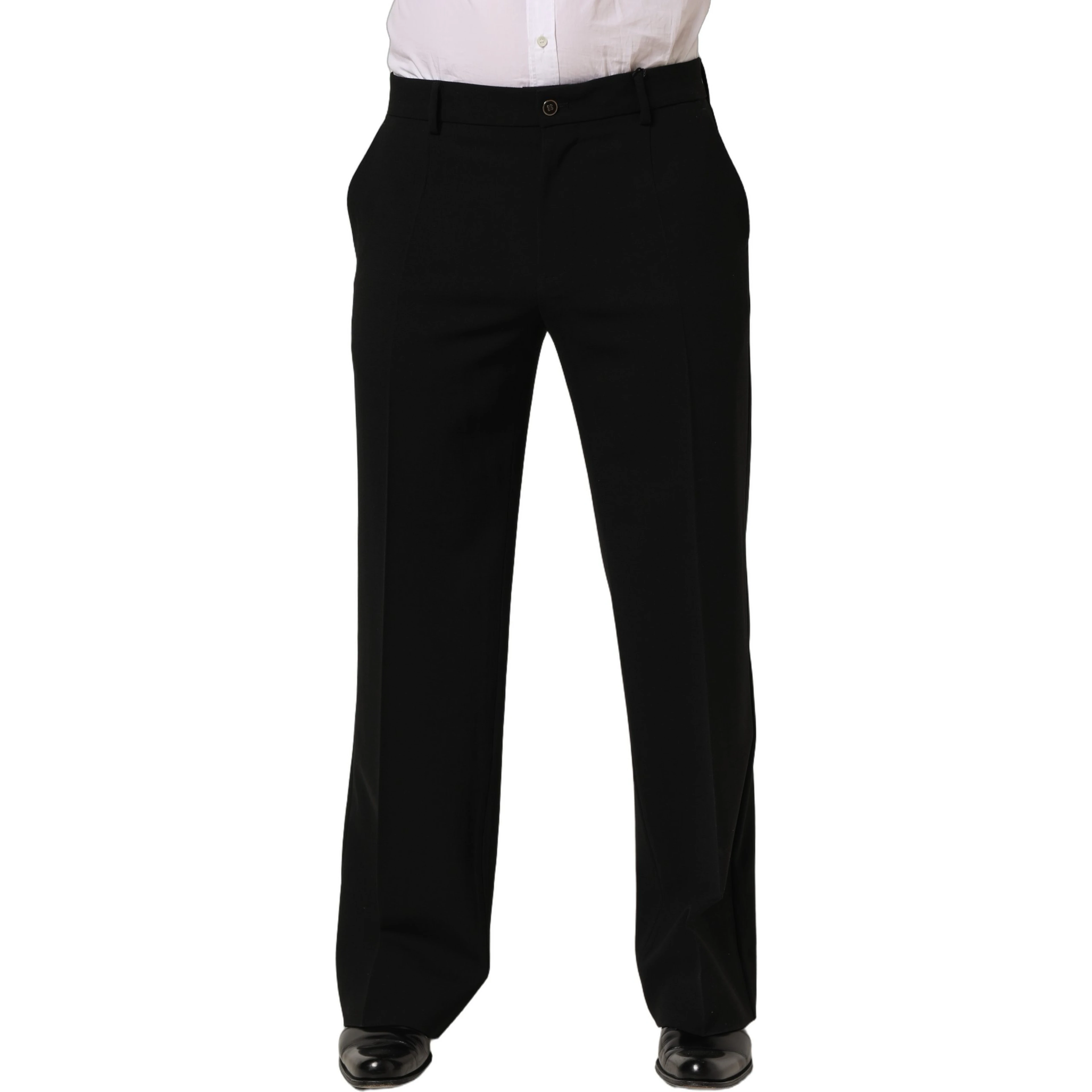 Black Wool Straight Men Dress Trouser Pants