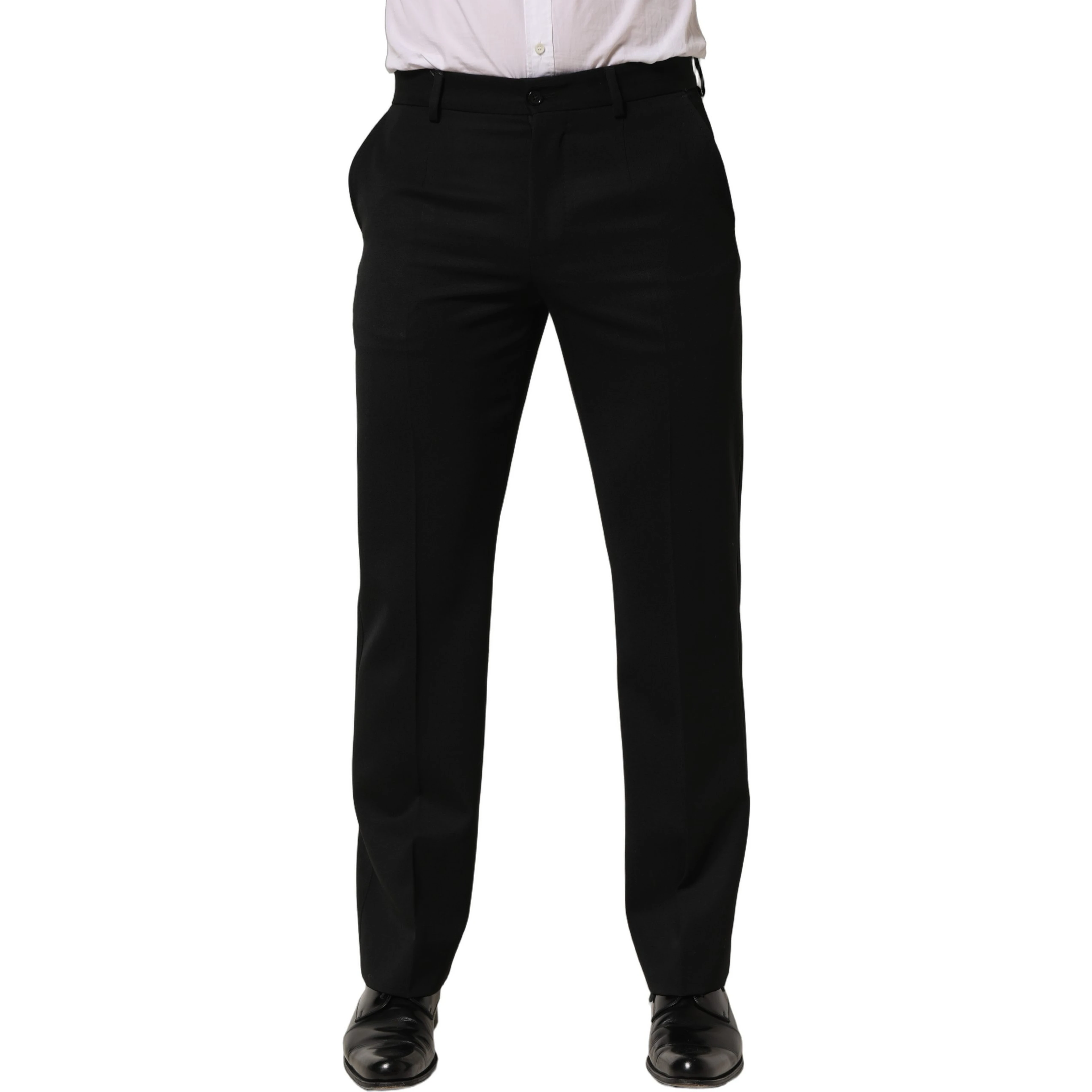 Black Wool Tapered Men Dress Trouser Pants