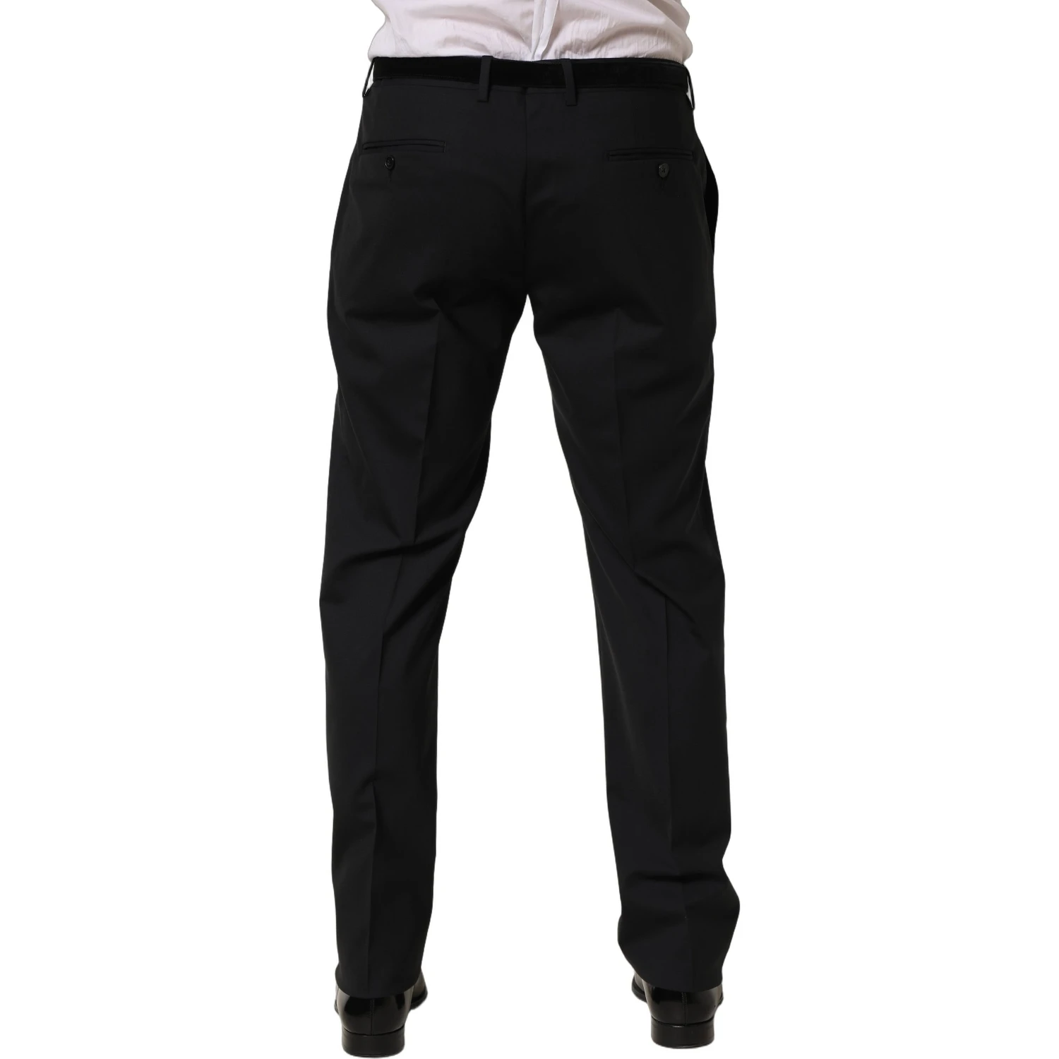 Black Wool Tapered Leg Dress Trouser Pants