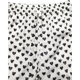 White Graphic Heart Print Men Trousers Pants