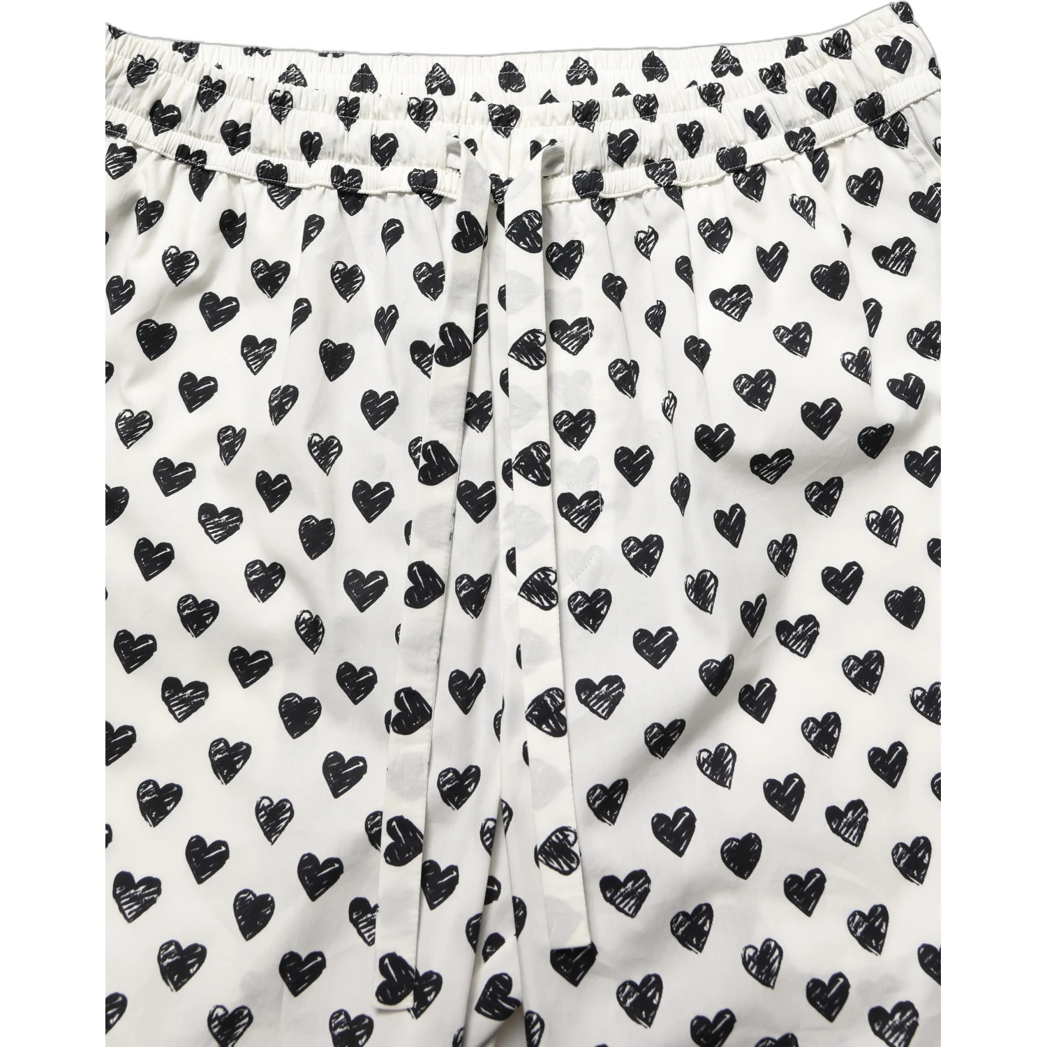 White Graphic Heart Print Men Trousers Pants