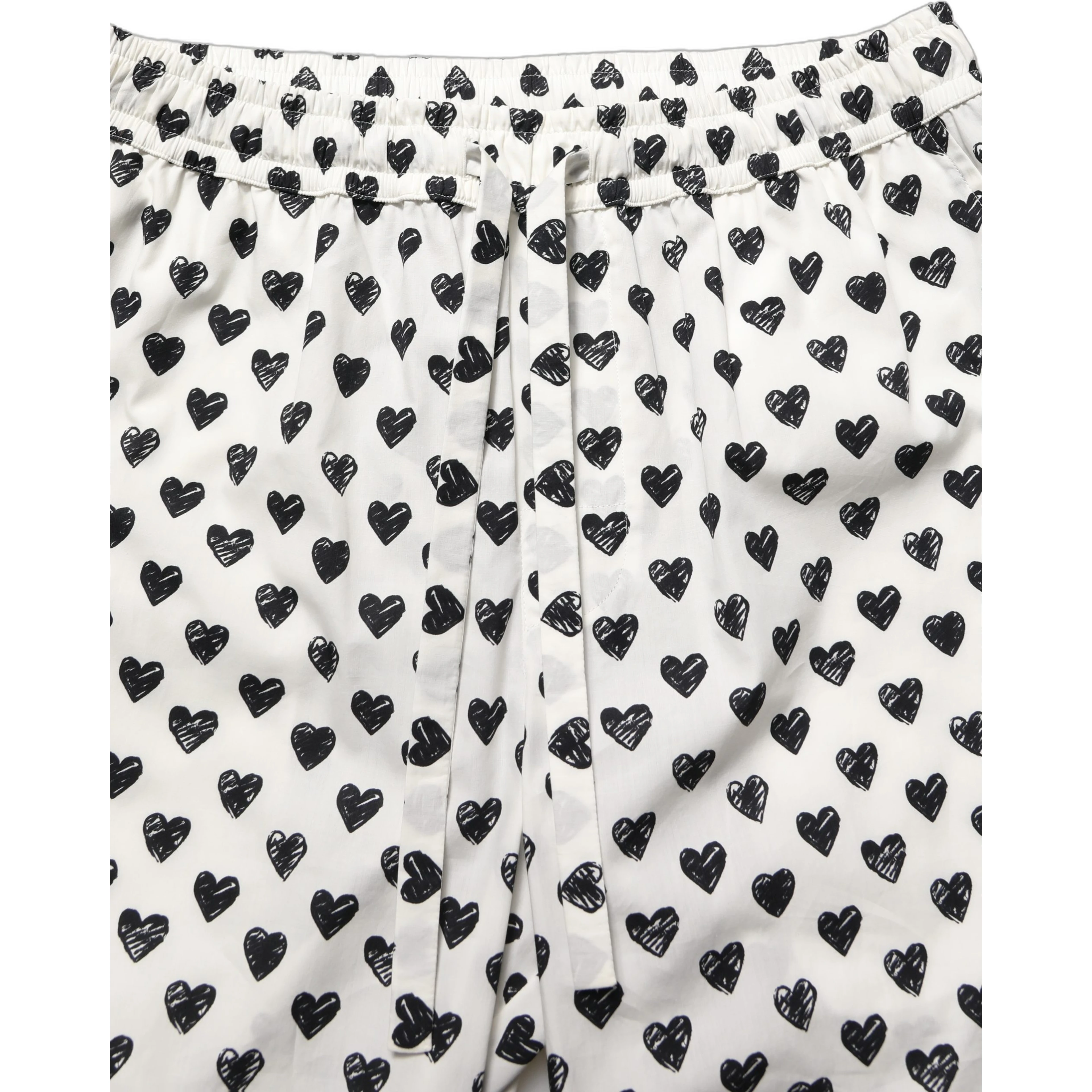 White Graphic Heart Print Men Trousers Pants