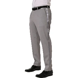 Gray Wool Tapered Men Dress Trouser Pants