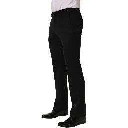 Black Wool Tapered Men Dress Trouser Pants