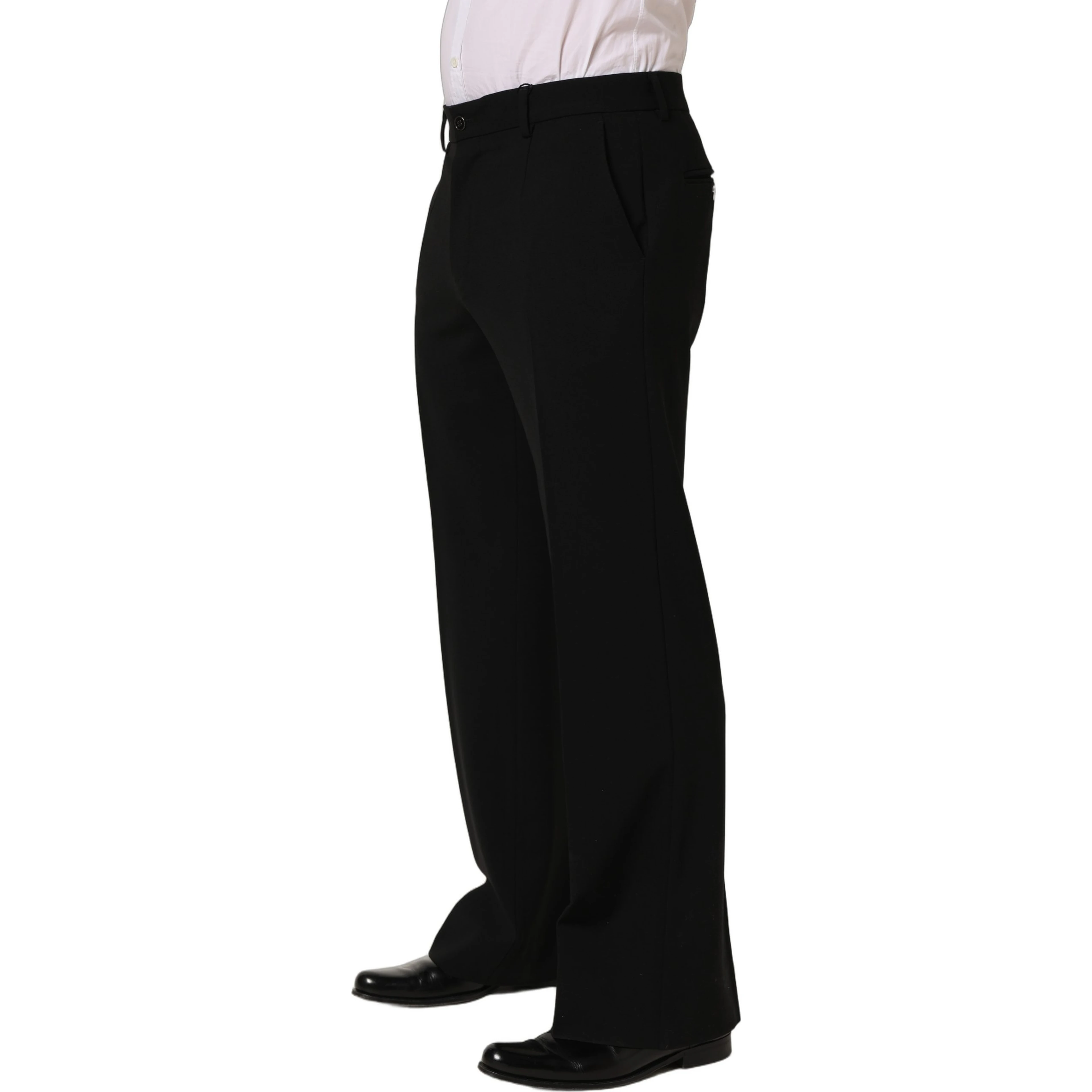 Black Wool Straight Men Dress Trouser Pants