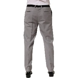 Gray Wool Tapered Men Dress Trouser Pants