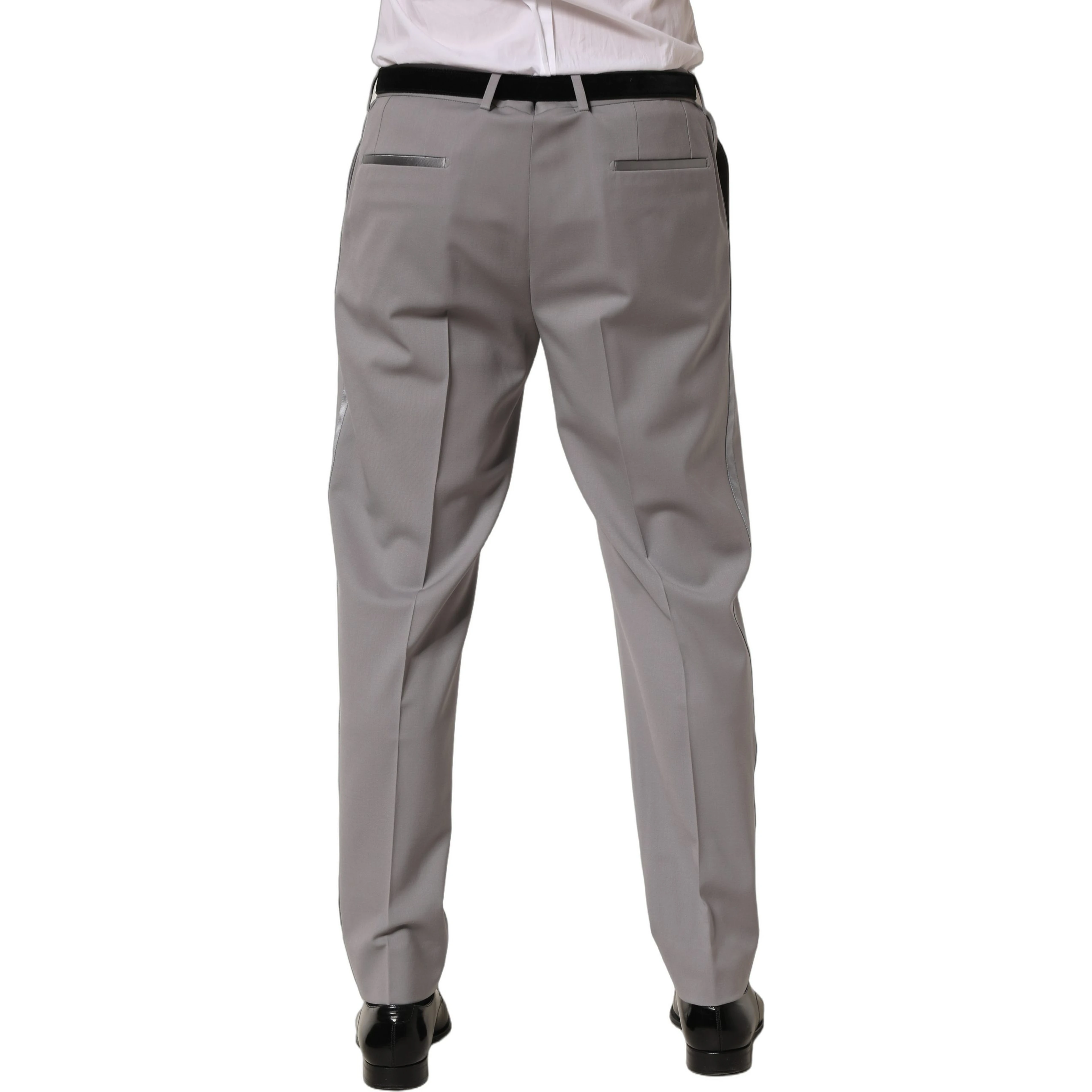 Gray Wool Tapered Men Dress Trouser Pants