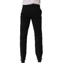 Black Wool Tapered Men Dress Trouser Pants