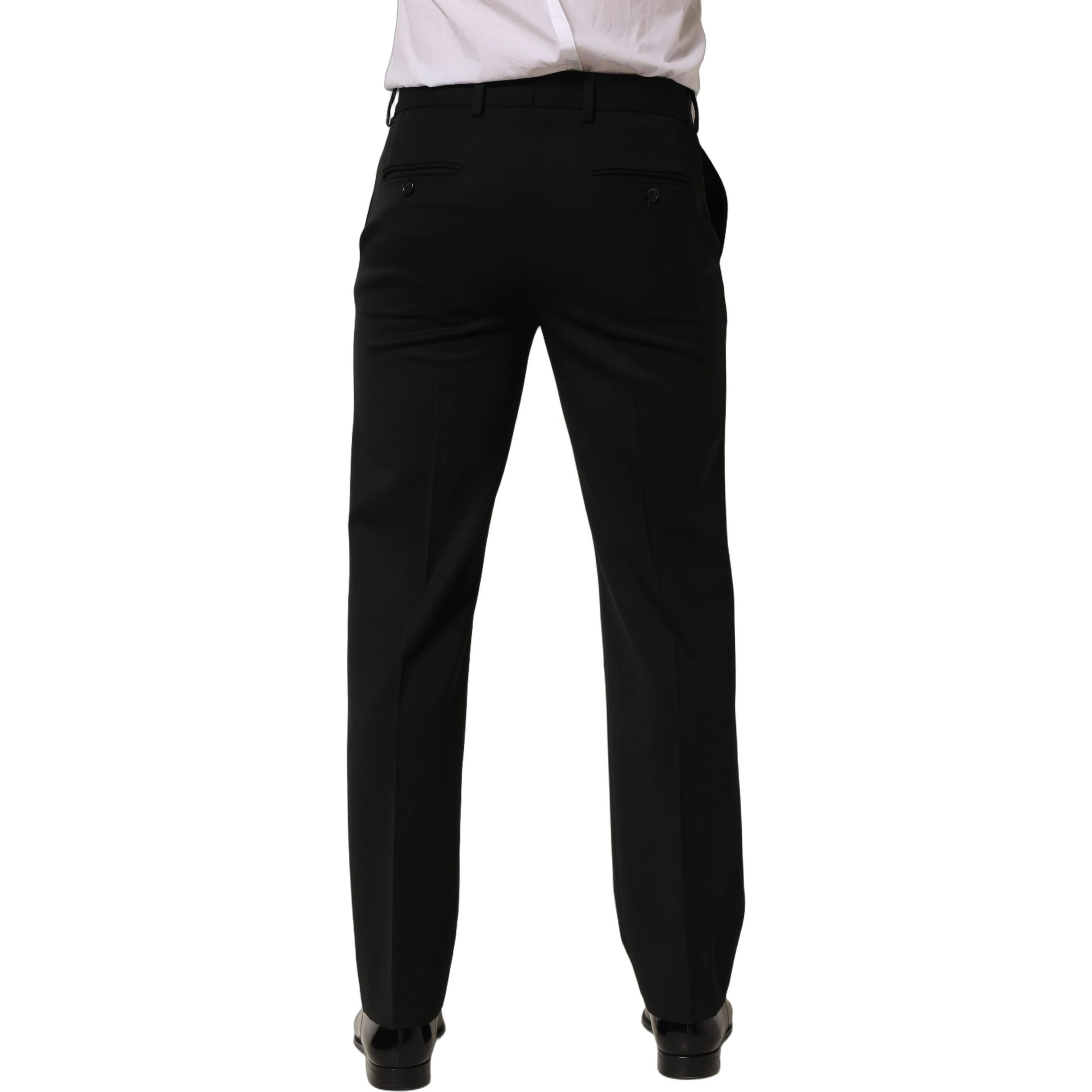 Black Wool Tapered Men Dress Trouser Pants