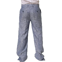 Light Blue Linen Straight Dress Trouser Pants