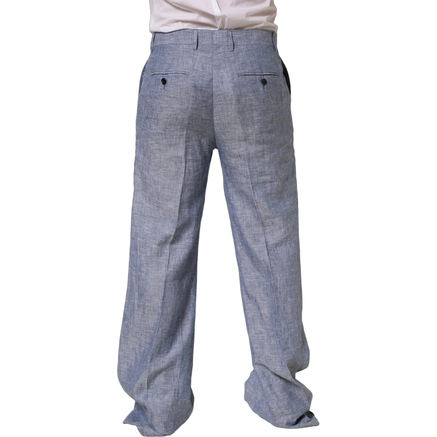 Light Blue Linen Straight Dress Trouser Pants