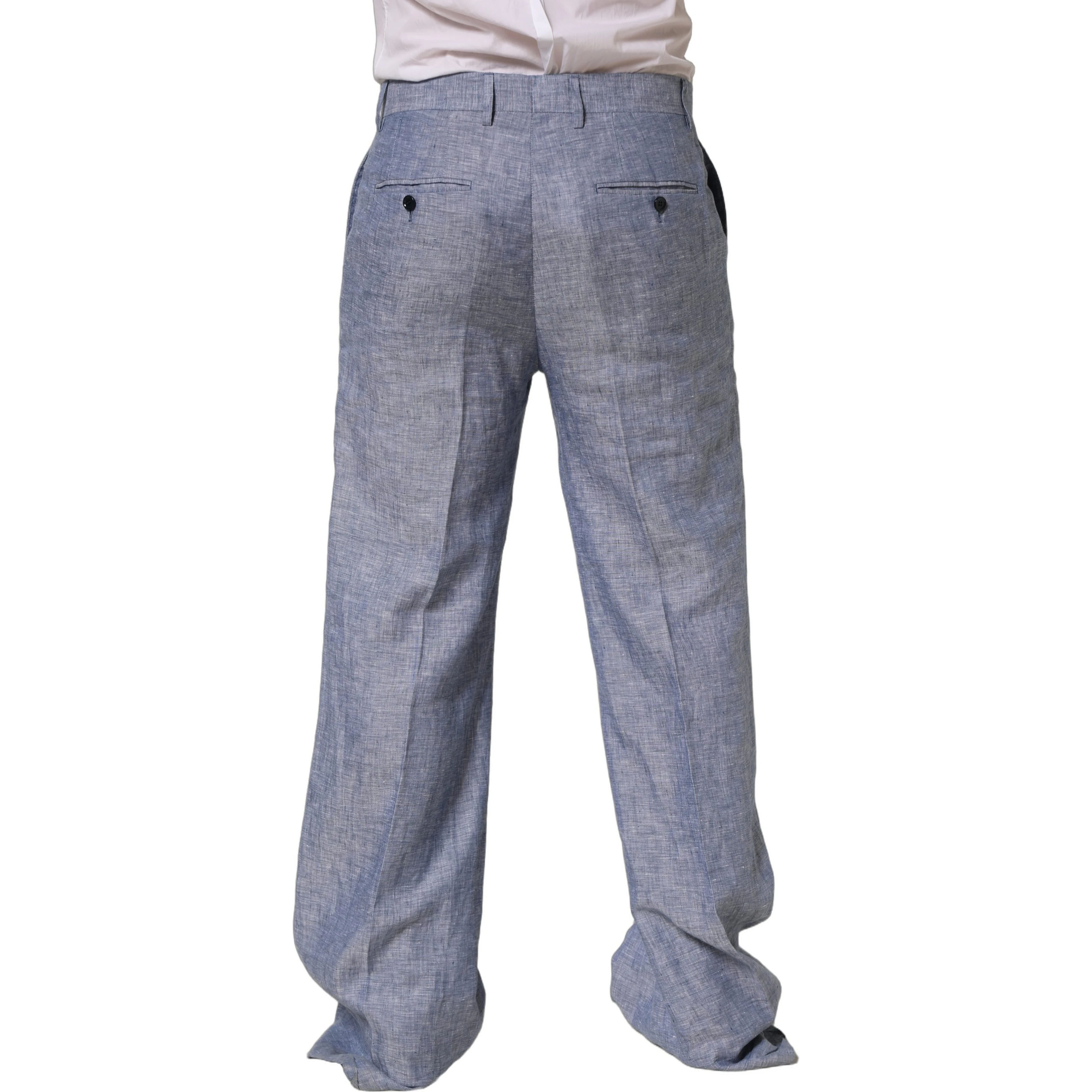 Light Blue Linen Straight Dress Trouser Pants