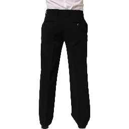 Black Wool Straight Men Dress Trouser Pants