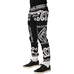 Black Cotton Poplin MarinaPrint Trouser Pants