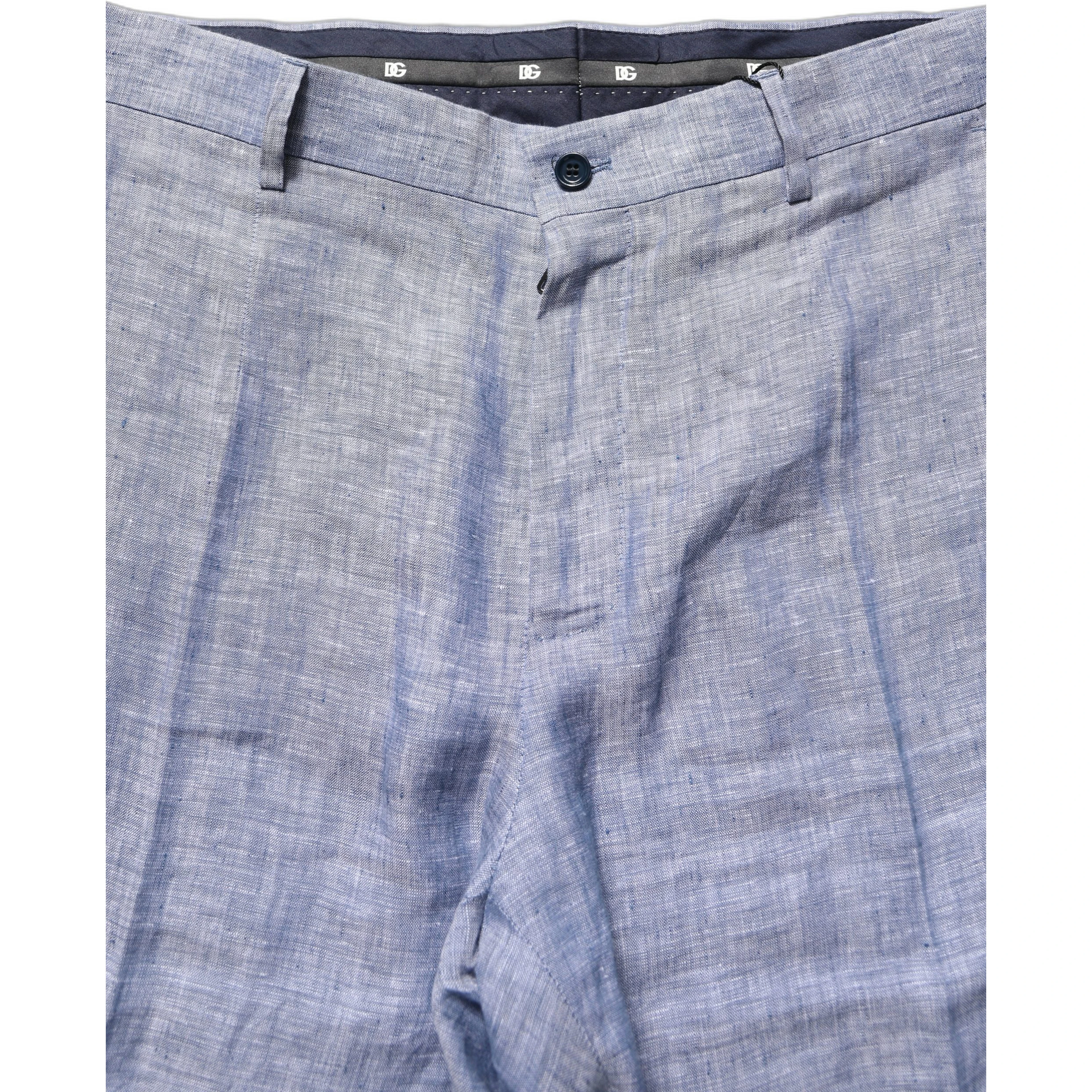 Light Blue Linen Straight Dress Trouser Pants
