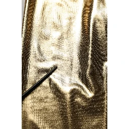 Gold Metallic Polyester Skinny Trousers Pants