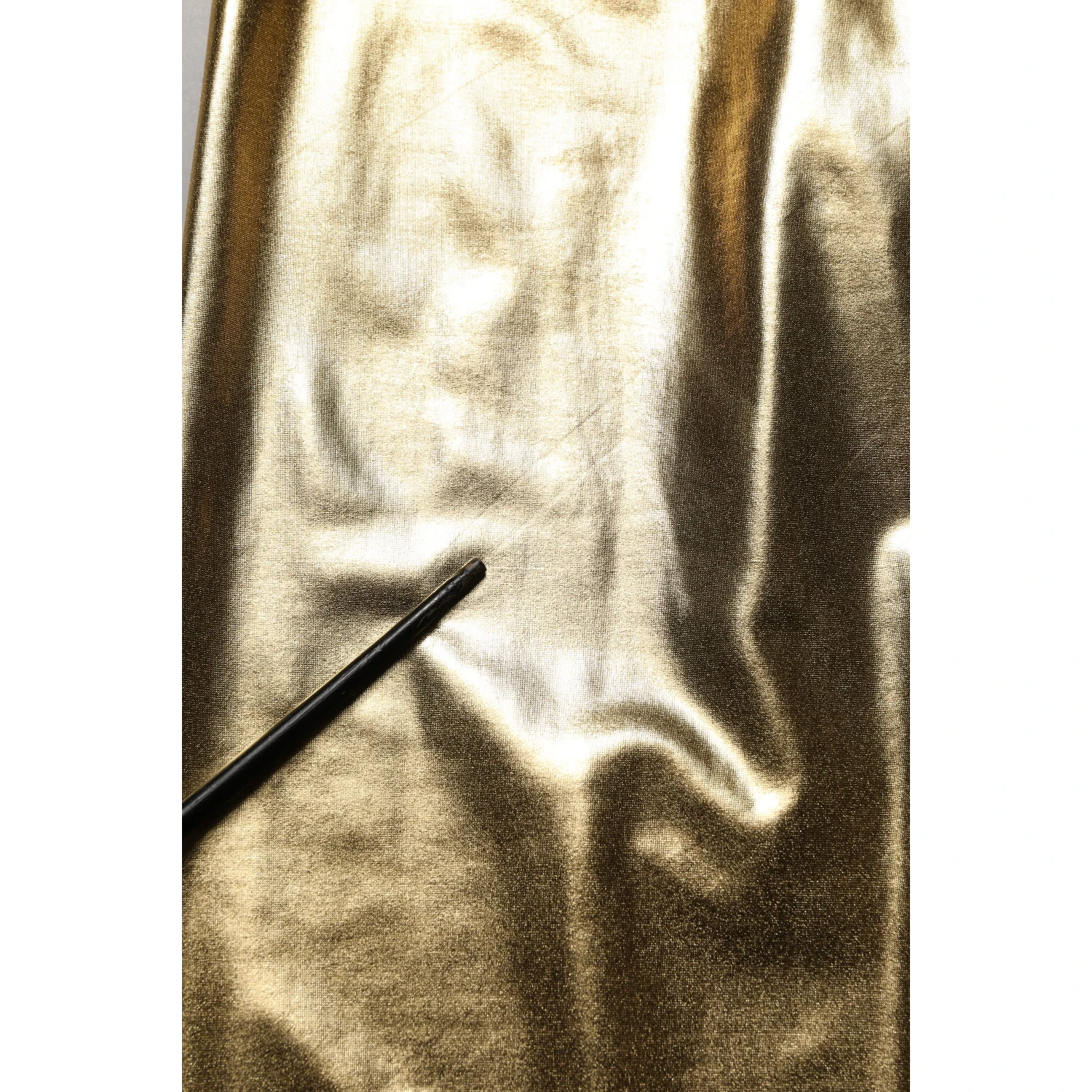 Gold Metallic Polyester Skinny Trousers Pants