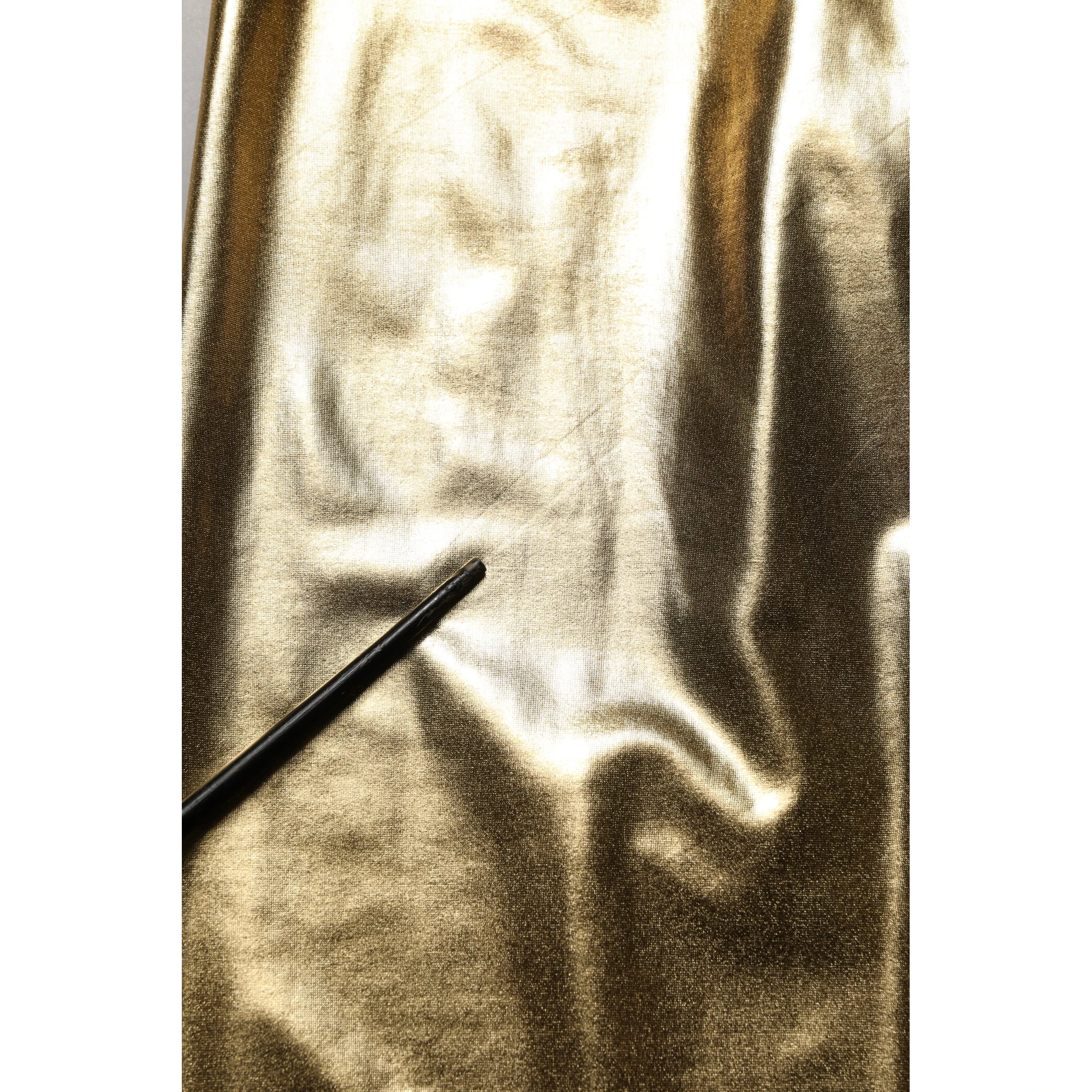 Gold Metallic Polyester Skinny Trousers Pants