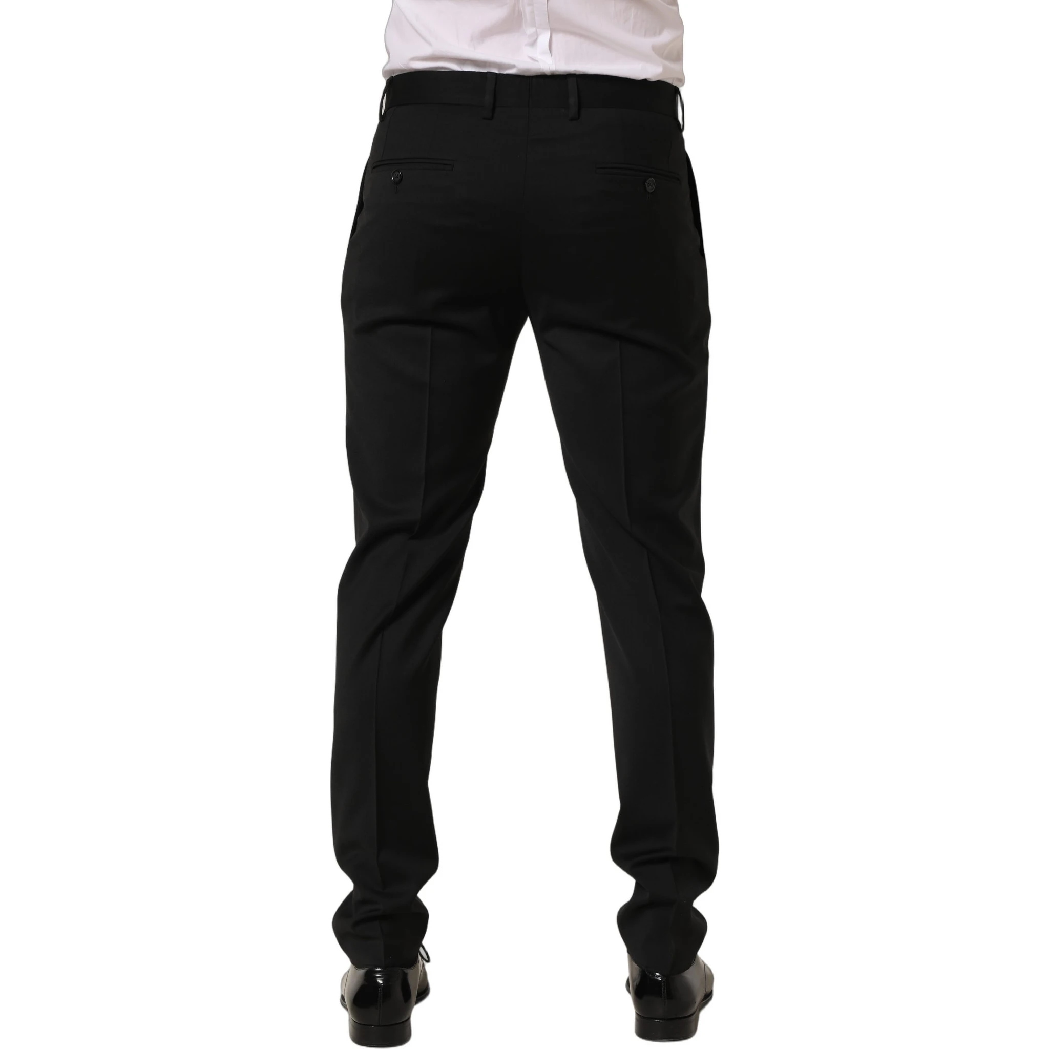 Black Wool Tapered Leg Men Dress Trouser Pants