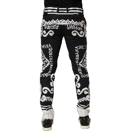 Black Cotton Poplin MarinaPrint Trouser Pants