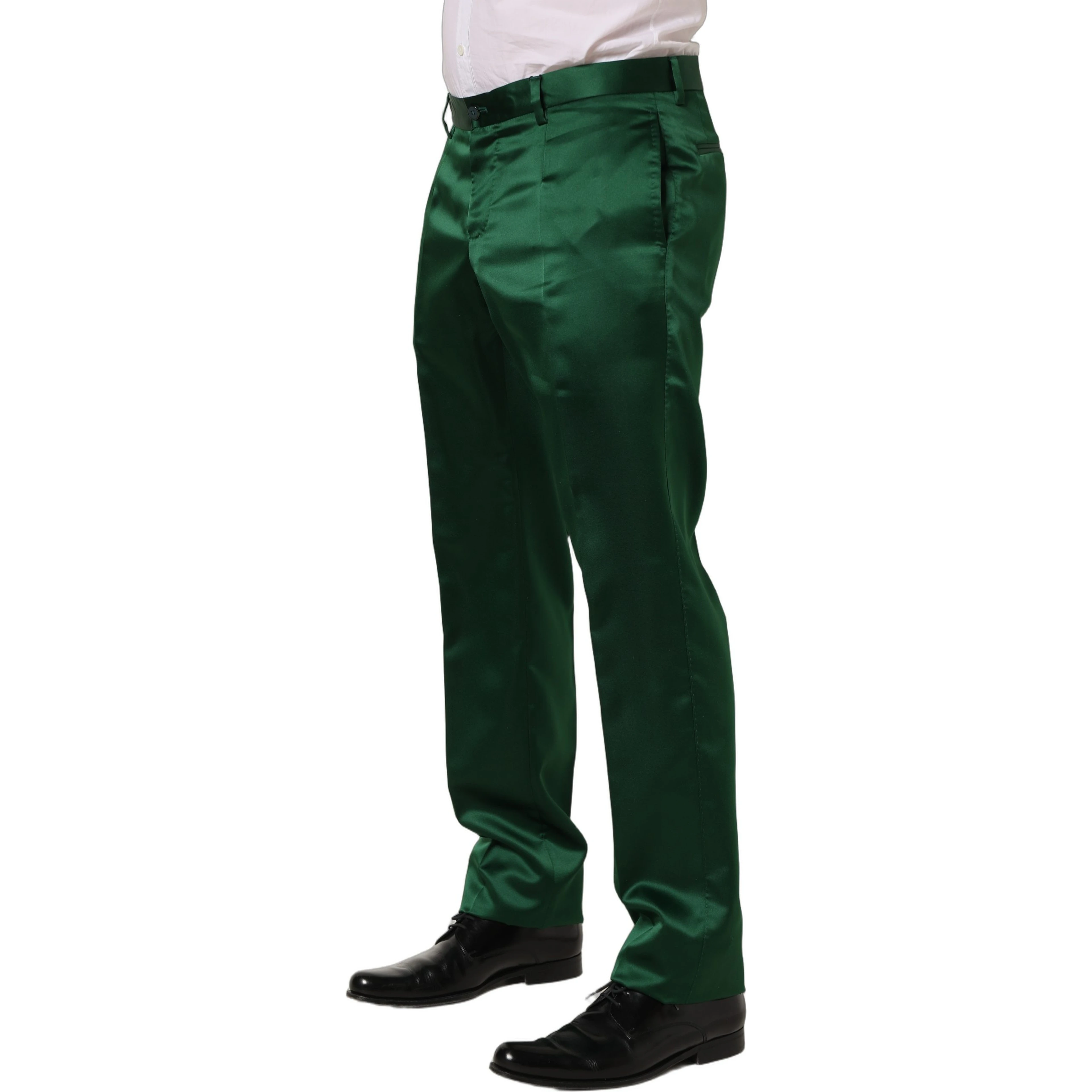 Dark Green Tapered Leg Dress Trouser Pants