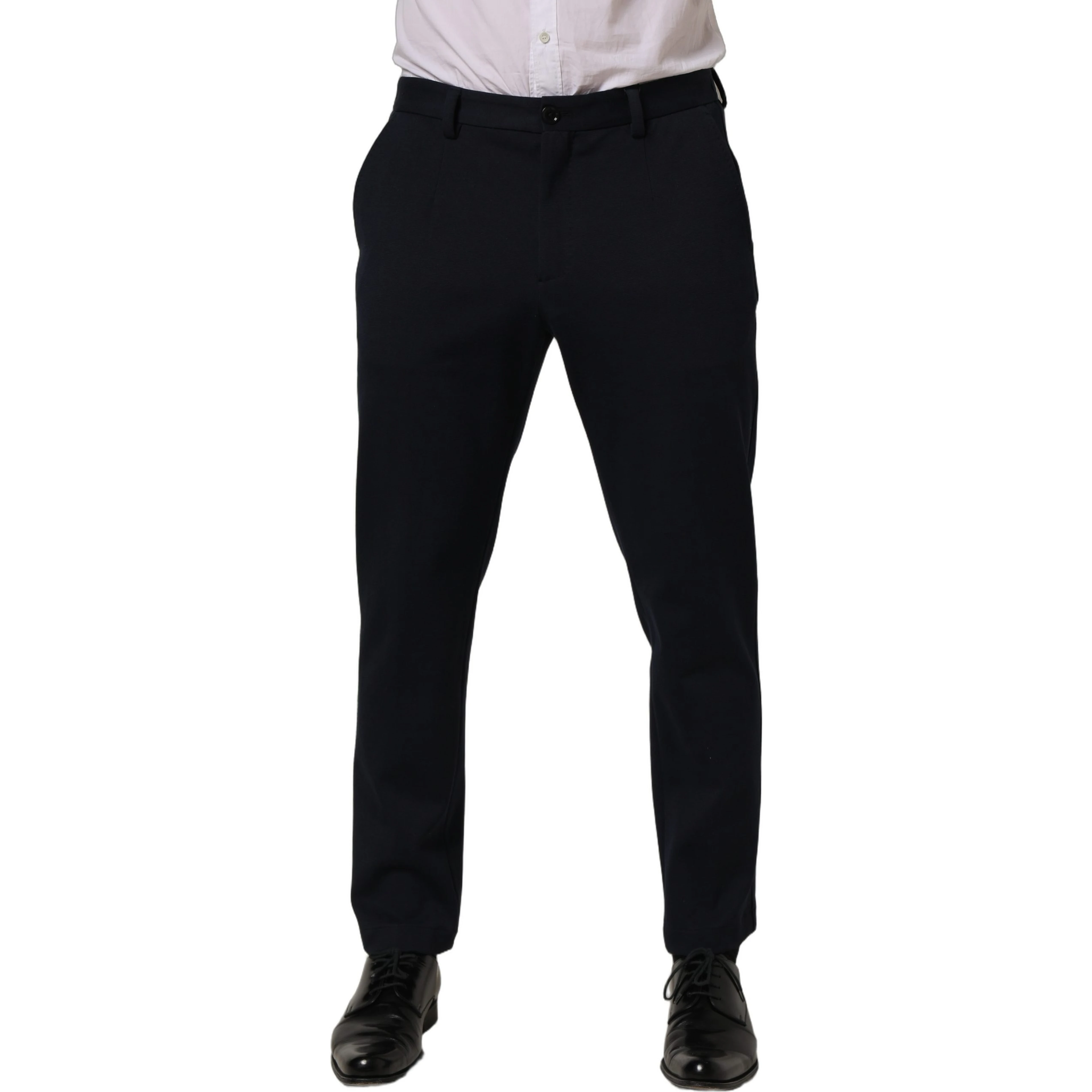 Black Cotton Tapered Leg Dress Trouser Pants