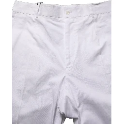 White Cotton Tapered Leg Dress Trouser Pants
