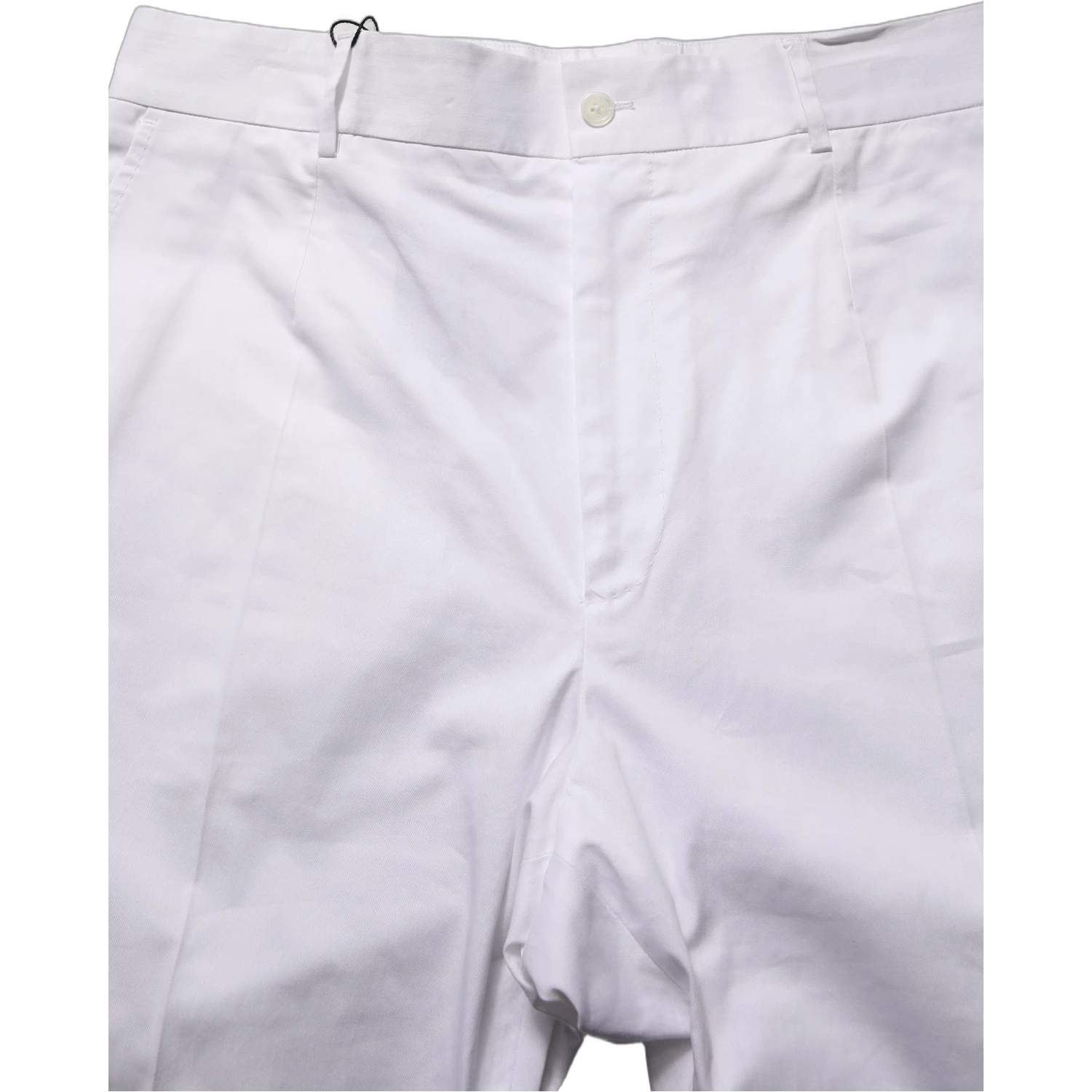 White Cotton Tapered Leg Dress Trouser Pants