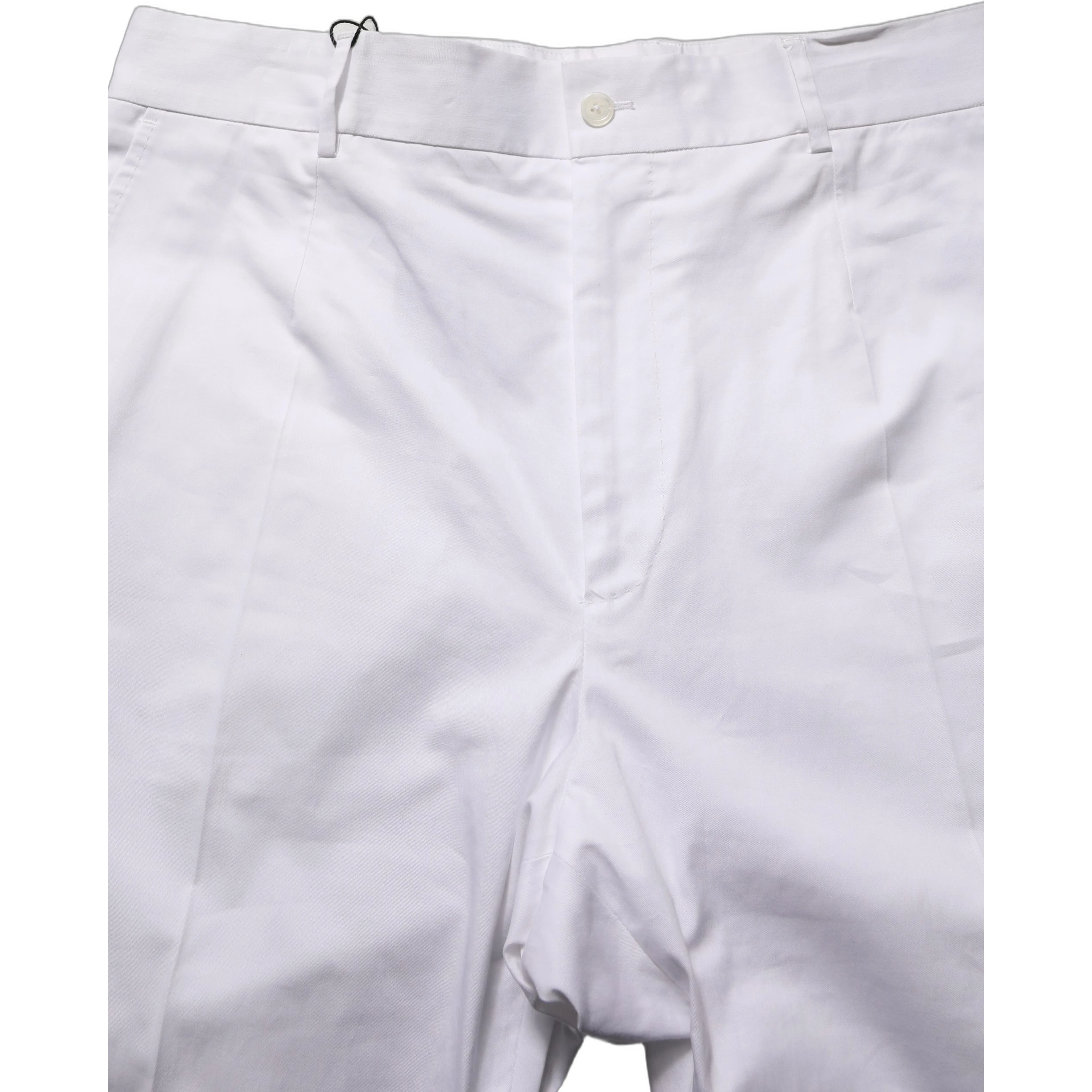 White Cotton Tapered Leg Dress Trouser Pants