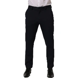 Black Cotton Tapered Leg Dress Trouser Pants