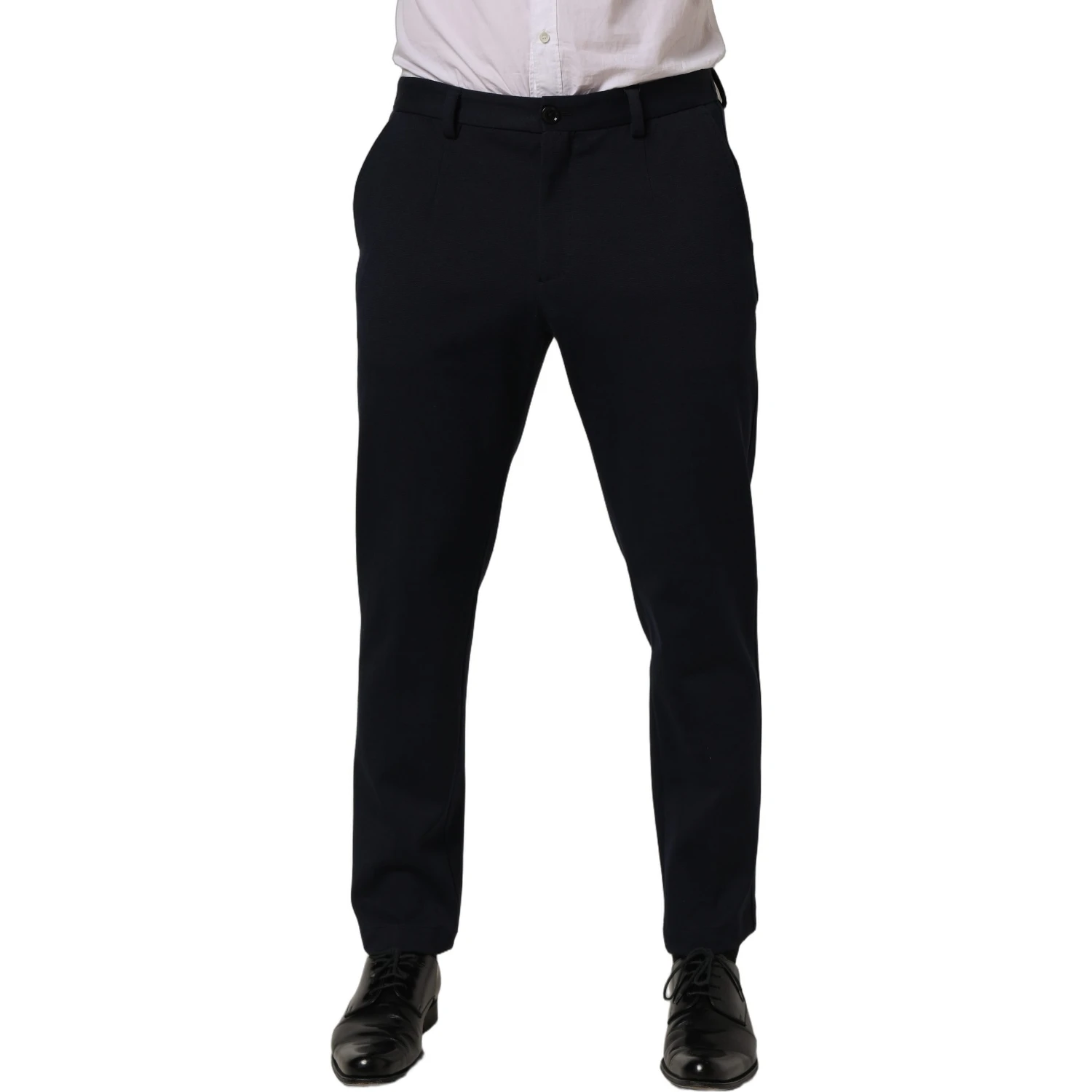 Black Cotton Tapered Leg Dress Trouser Pants
