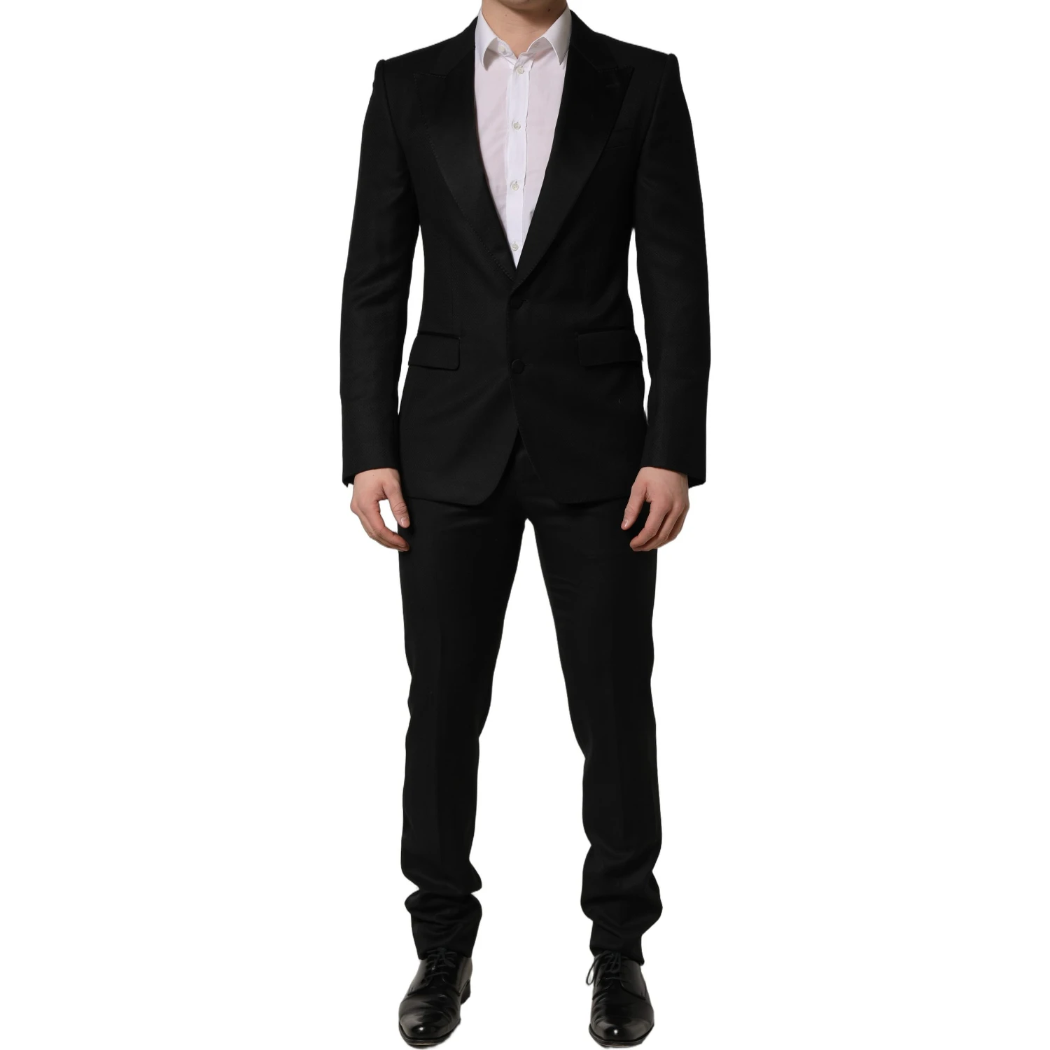 Black Wool Slim Fit Formal 2 Piece Men Suit