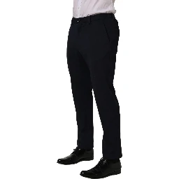 Black Cotton Tapered Leg Dress Trouser Pants