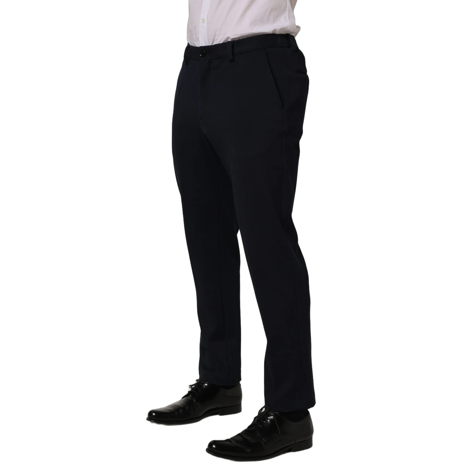Black Cotton Tapered Leg Dress Trouser Pants