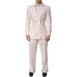 White Wool Slim Fit Formal 2 Piece Men Suit