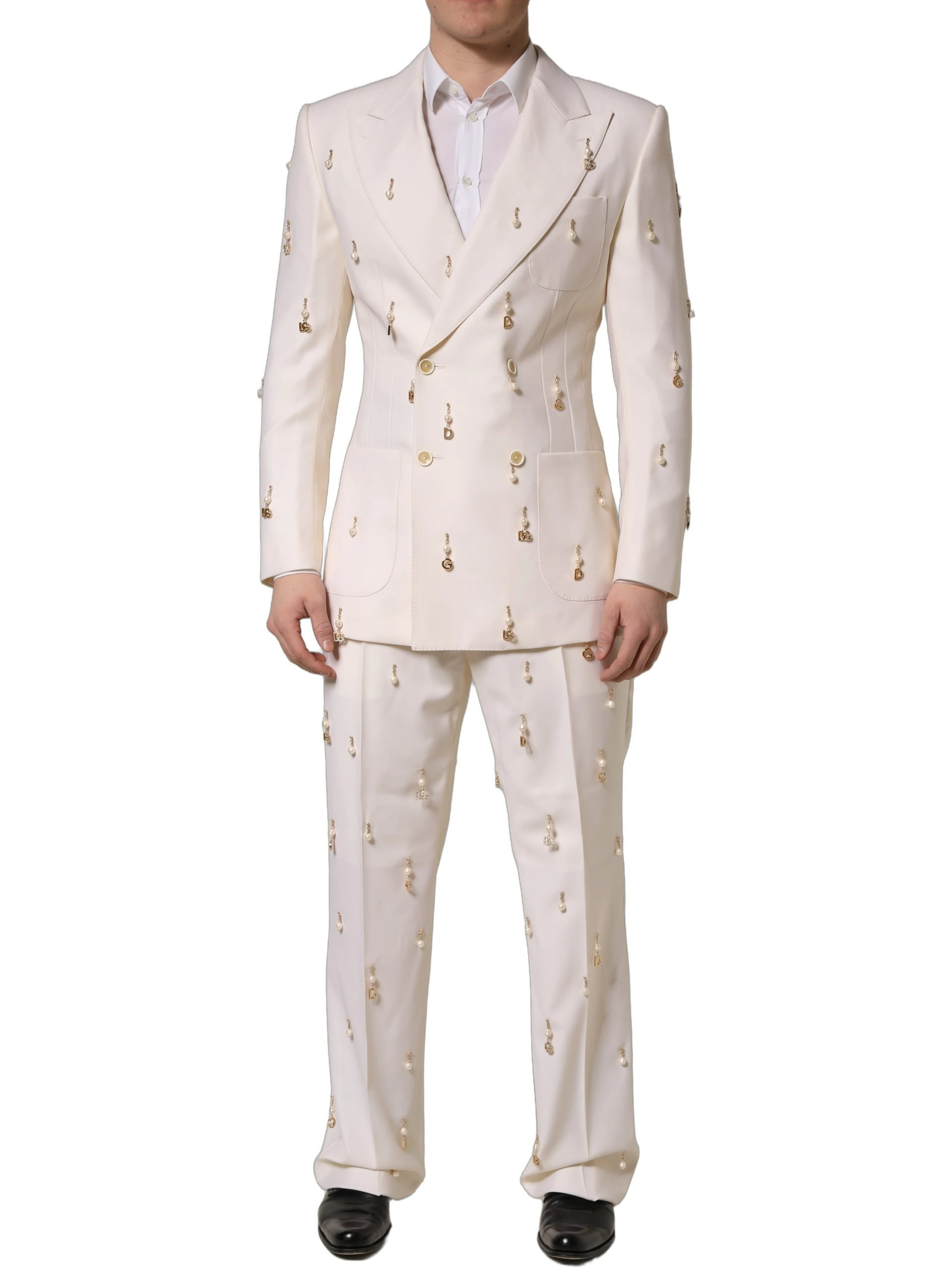 White Wool Slim Fit Formal 2 Piece Men Suit