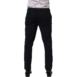 Black Cotton Tapered Leg Dress Trouser Pants