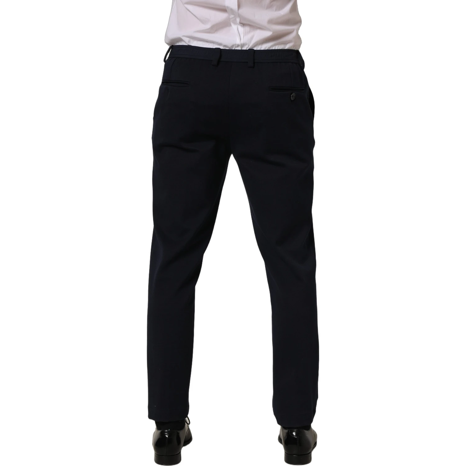 Black Cotton Tapered Leg Dress Trouser Pants