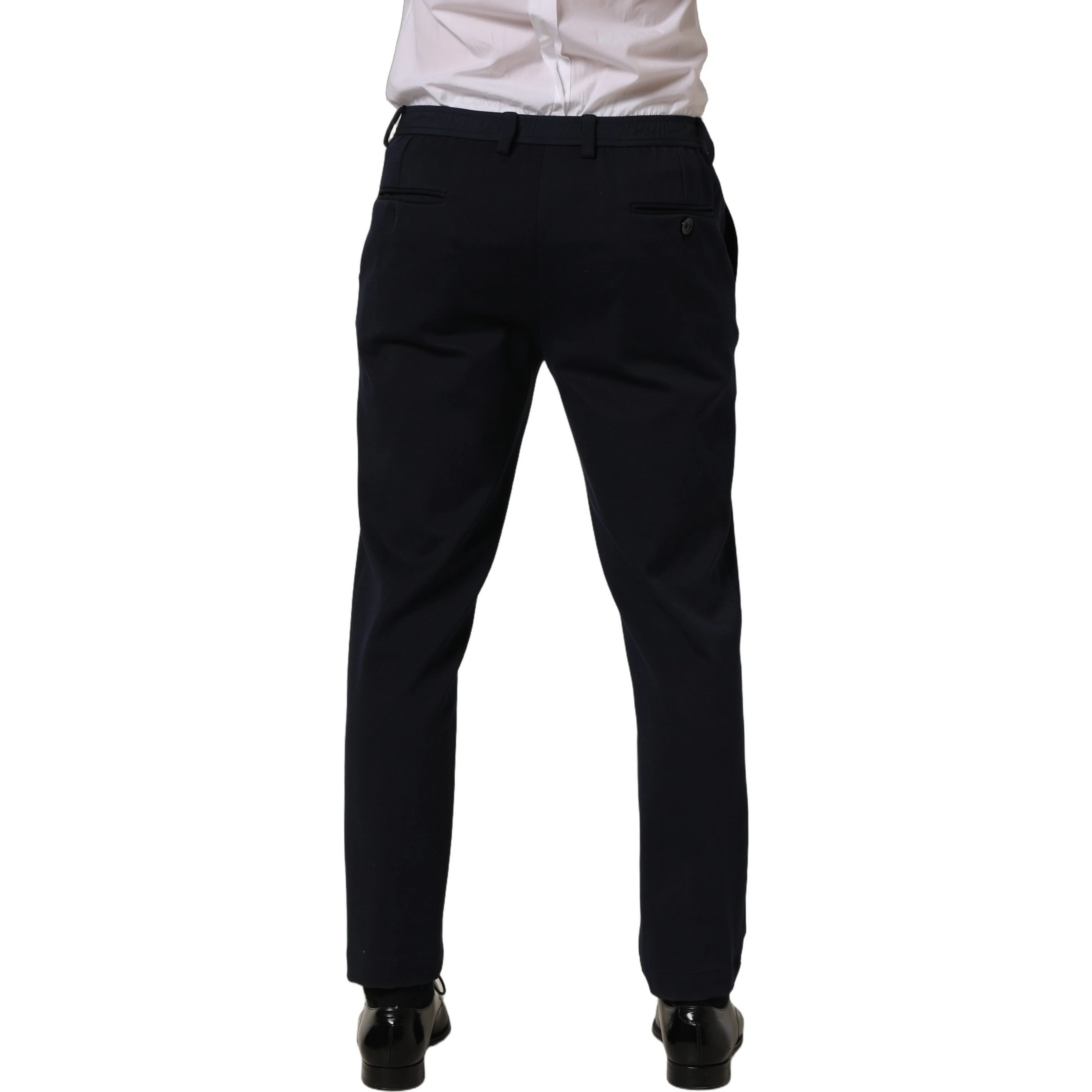 Black Cotton Tapered Leg Dress Trouser Pants