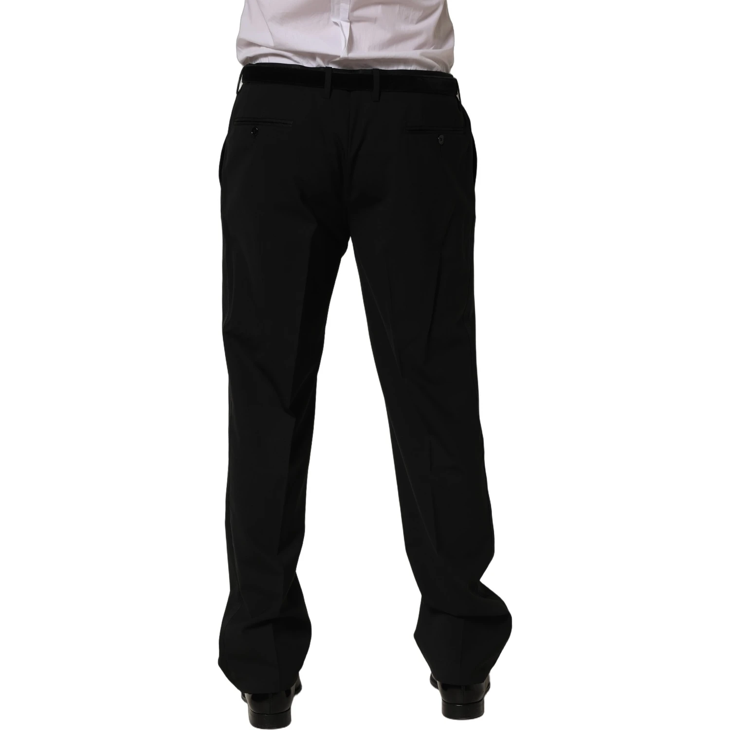Black Wool Tapered Leg Dress Trouser Pants