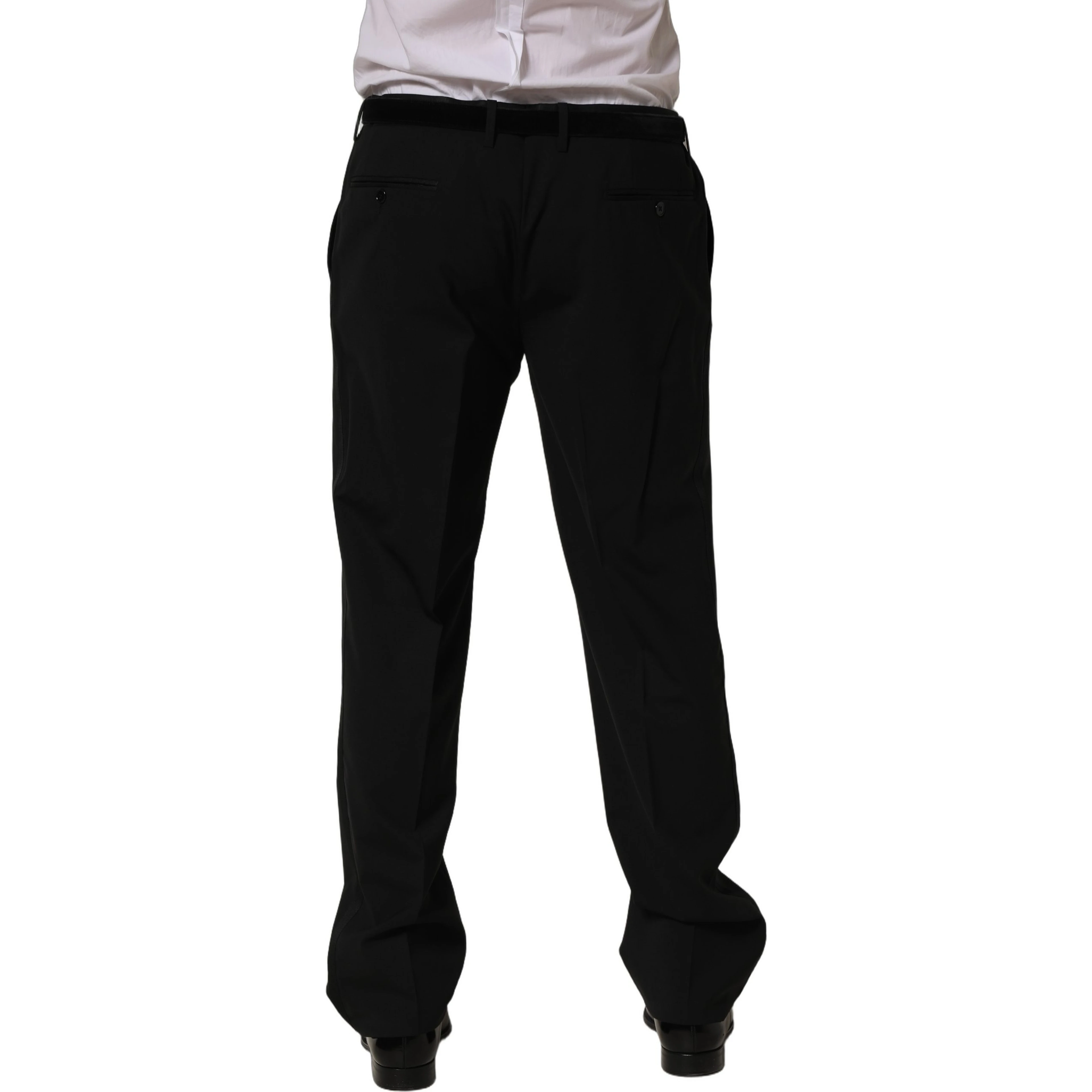 Black Wool Tapered Leg Dress Trouser Pants