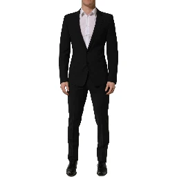 Black Wool Slim Fit Formal 2 Piece Men Suit