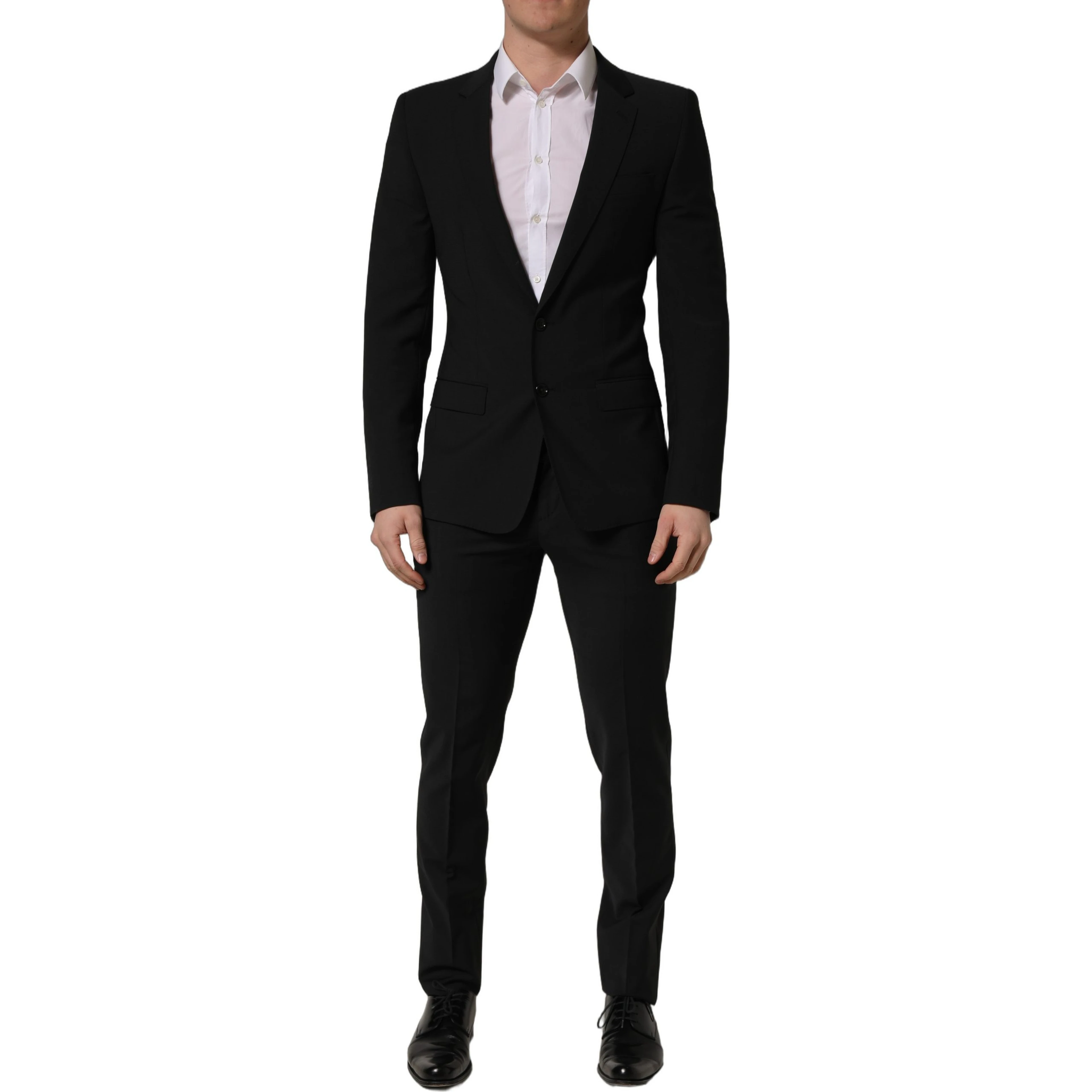 Black Wool Slim Fit Formal 2 Piece Men Suit