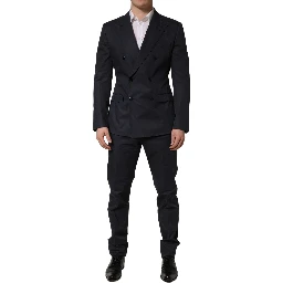 Blue Cotton Slim Fit Formal 2 Piece Men Suit
