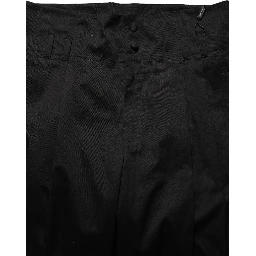 Black Cotton Straight Leg DressTrouser Pants