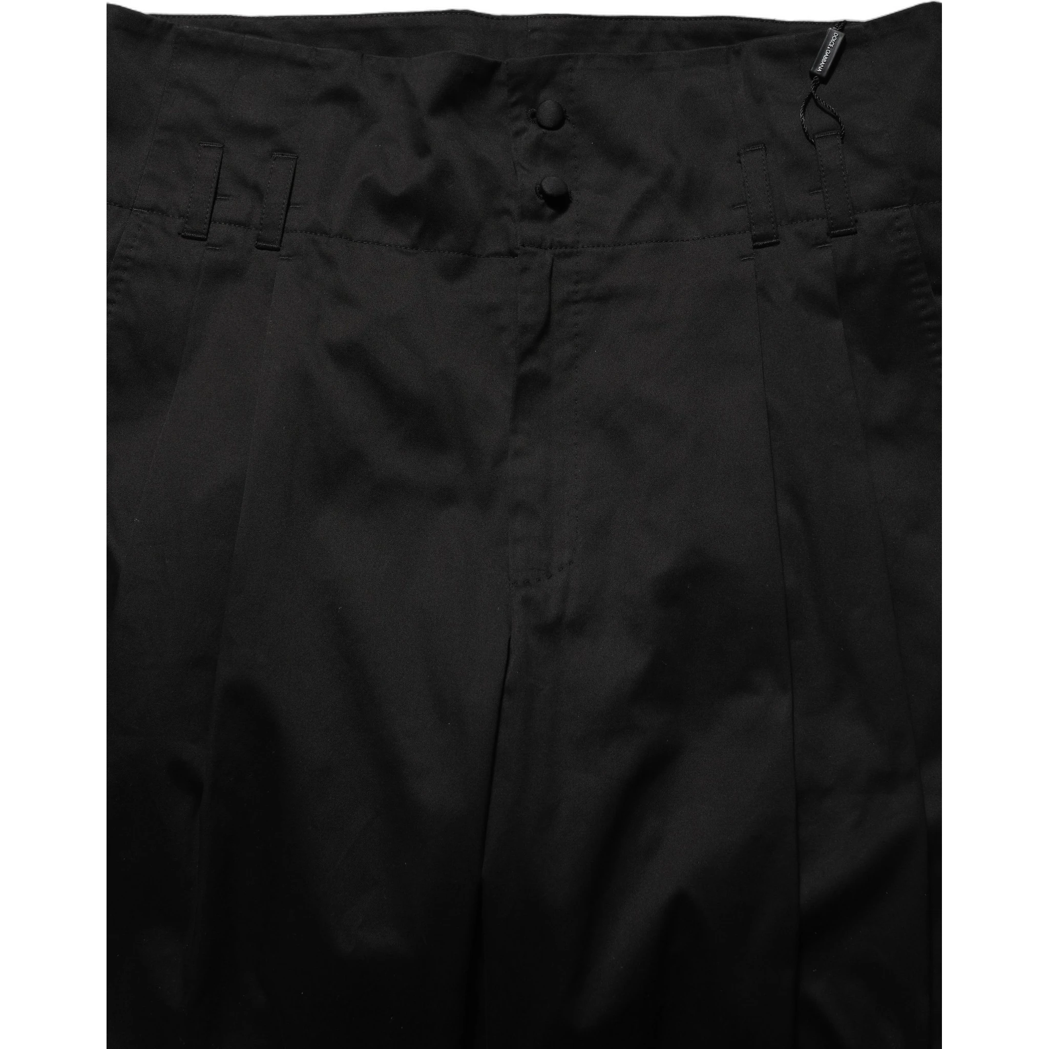 Black Cotton Straight Leg DressTrouser Pants