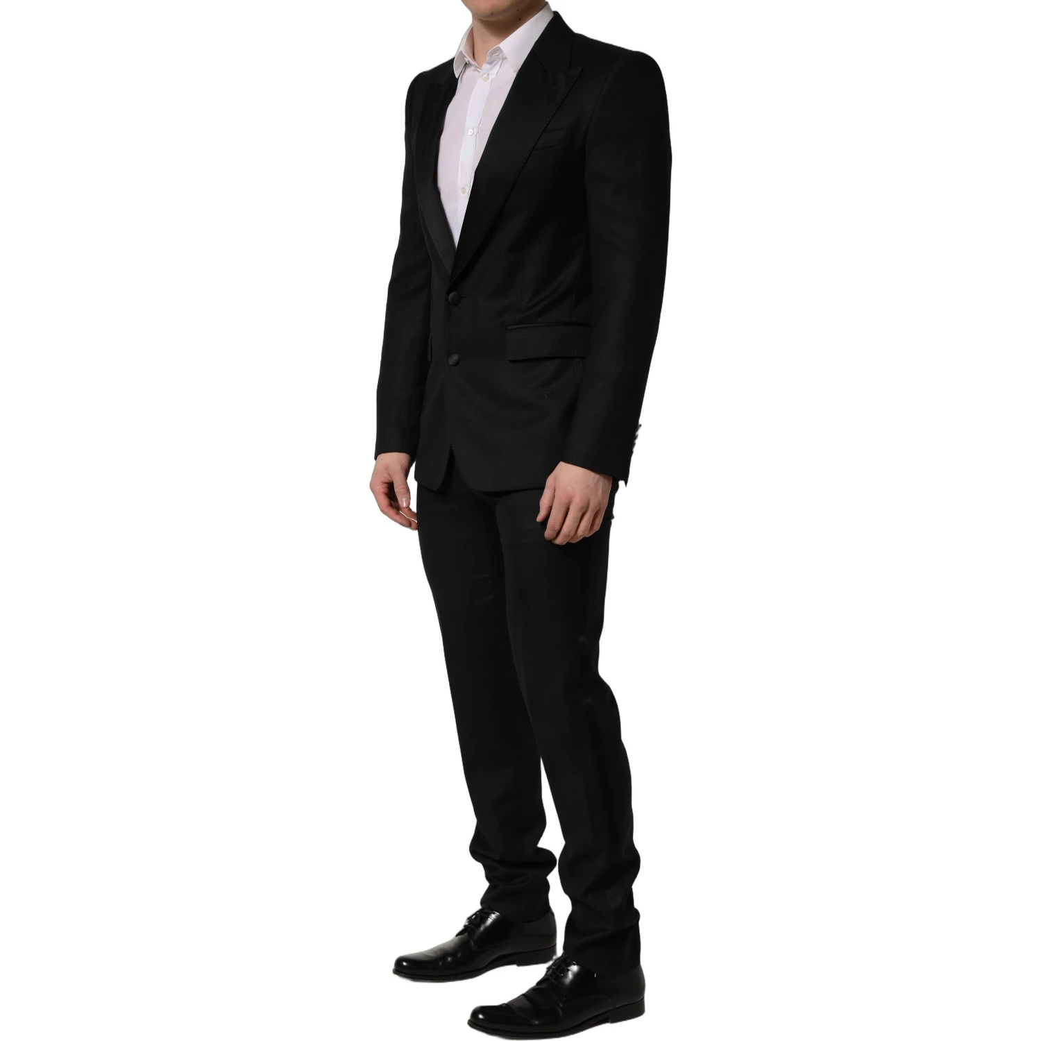 Black Wool Slim Fit Formal 2 Piece Men Suit